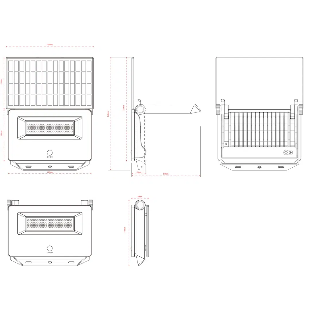 17W LED Solar Flood Light - PIR Motion Sensor